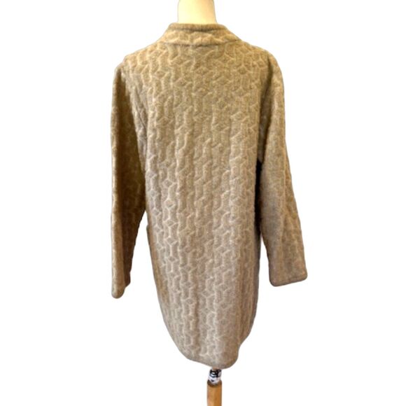 LeRoy Knitwear Vintage Sweater Duster Mohair Beige Pockets Small - Picture 2 of 11